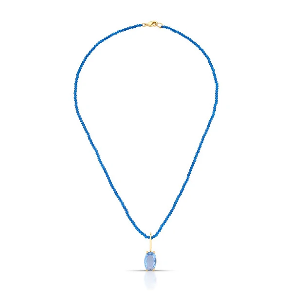 Colar Pedra Natural com Pingente Oval