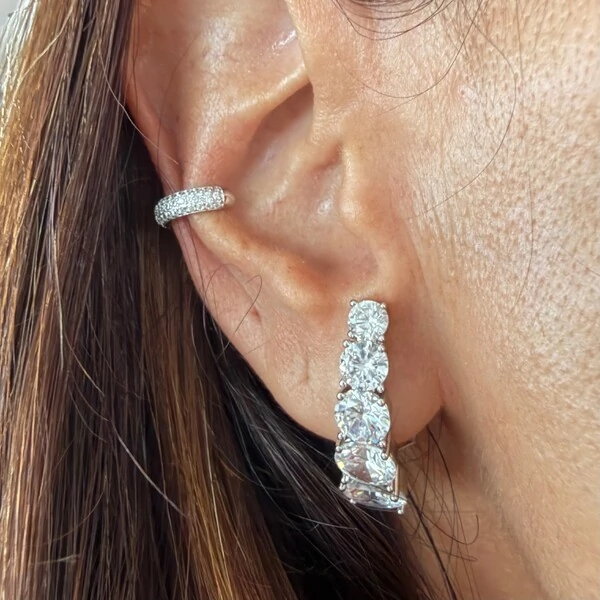 Piercing Fake 1/2 Cana Cravejado com Zircônias em Prata 925