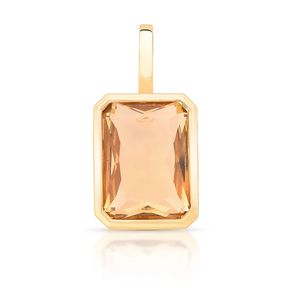 Pingente Retangular Morganita em Dourado