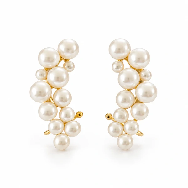 Brinco Earcuff Pérolas Shell