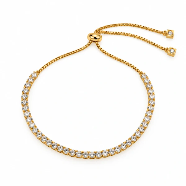 Pulseira Riviera Shamballa com Zircônias em Dourado