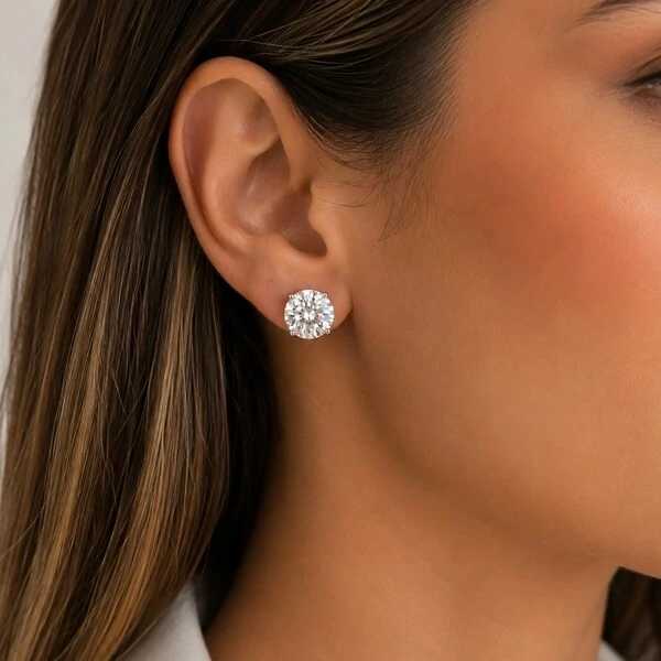 Brinco Solitário Moissanite 7 CT – Prata 925