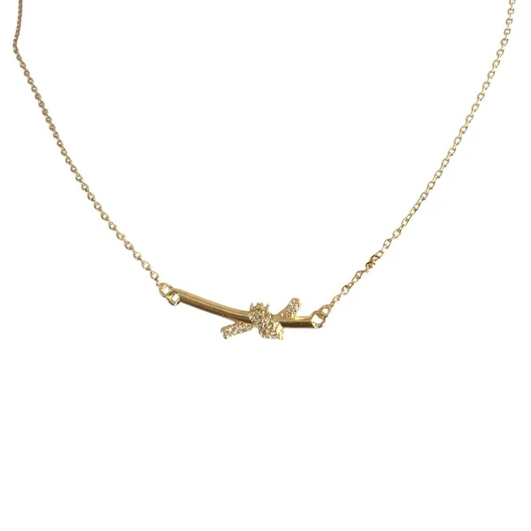 Colar No Cravejado com Zircônias em Dourado