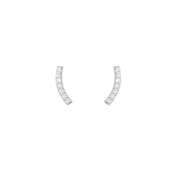 Brinco Earhook Pequeno com Zircônias em Prata 925