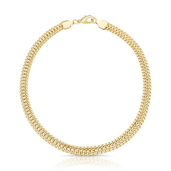 Pulseira Malha Grossa e Chata em Dourado