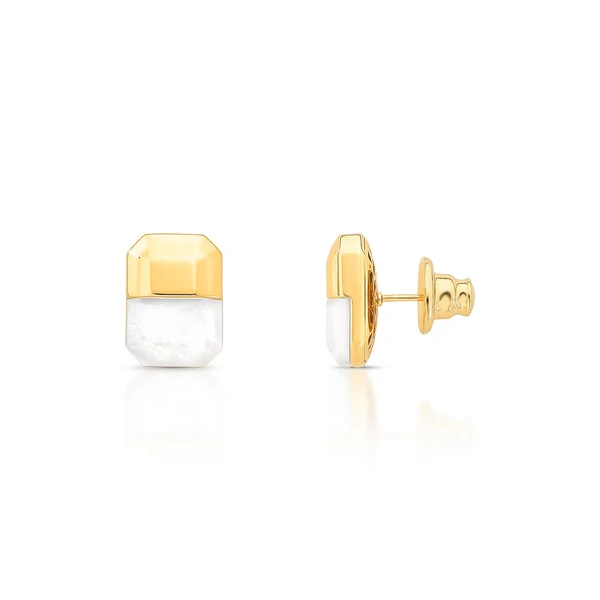 Brinco Retangular com Cristal em Dourado