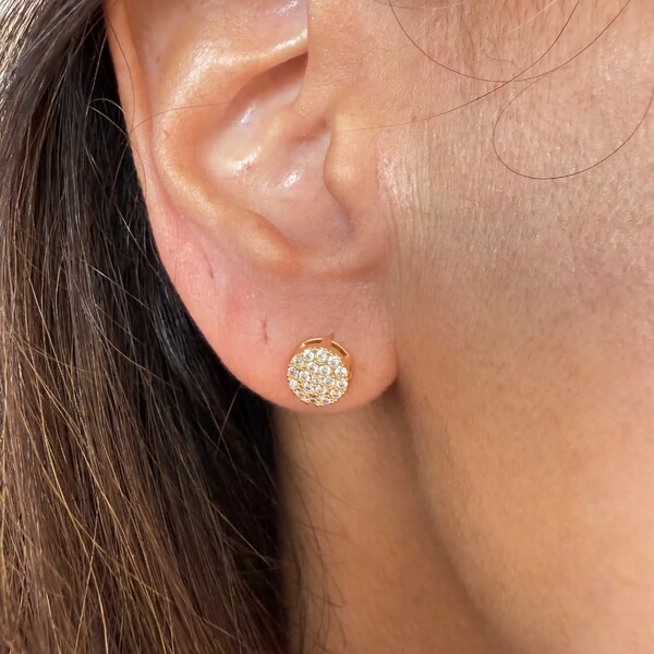 Conjunto Bolas Lisas e Cravejadas com Zircônias em Dourado