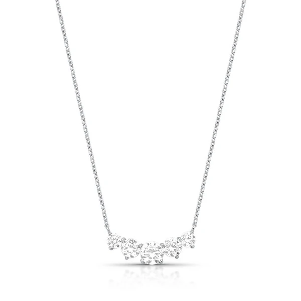 Colar com 5 Zircônias Redondas em Prata 925