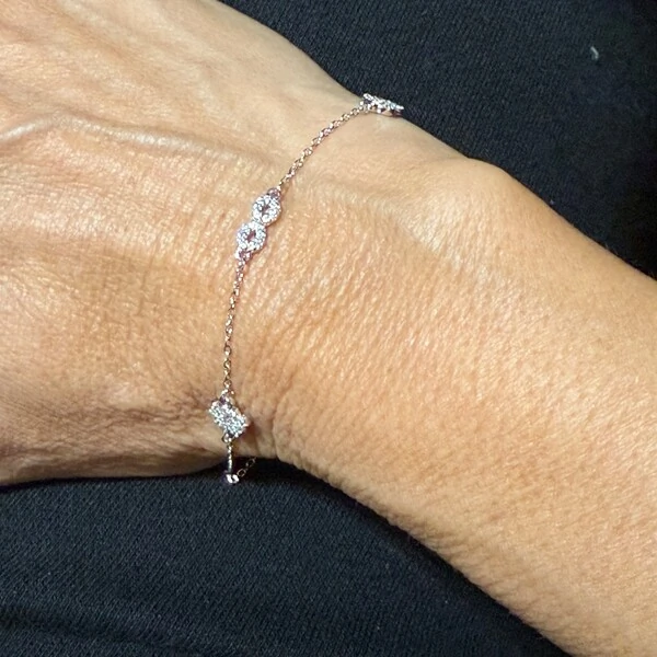 Pulseira Coração, Infinito e Trevo Cravejado com Zircônias em Prata 925
