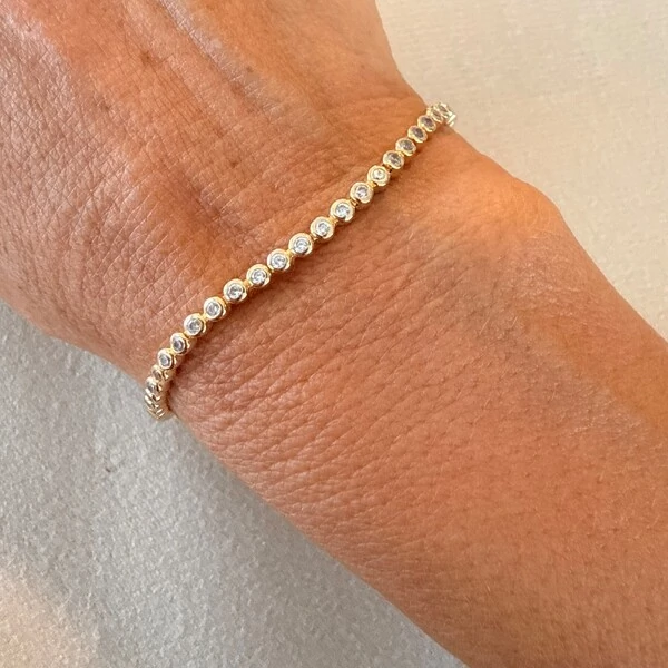 Pulseira Riviera Caixa Inglesa com Zircônias em Prata 925