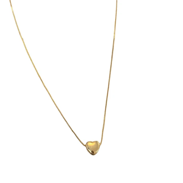Colar Fininho com Coração Bojudo em Dourado