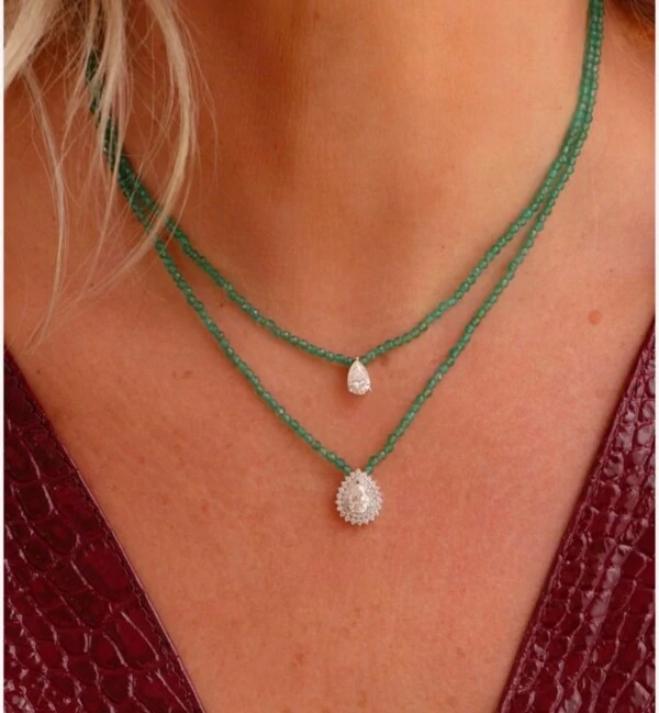 Colar Moissanite Onix Verde 1.08CT em Prata 925