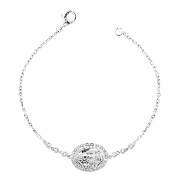 Pulseira N Sra Oval com Zircônias em Prata 925