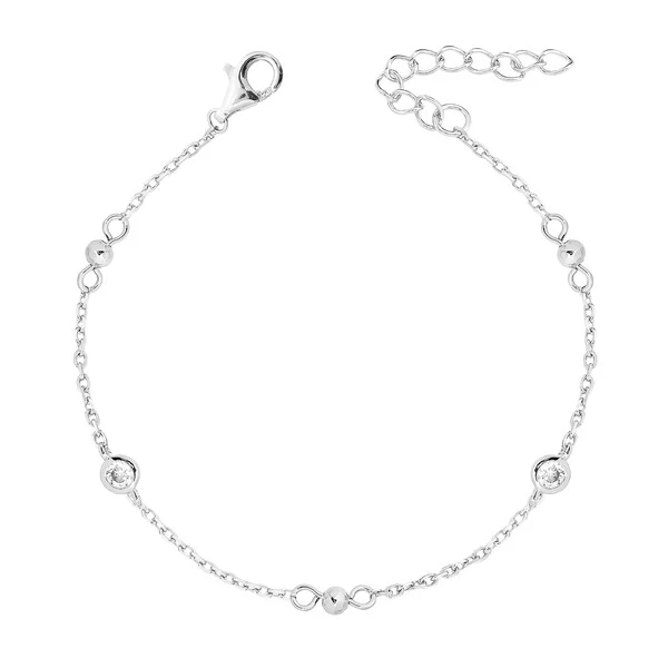 Pulseira Fina com Pontos de Luz de Zircônias em Ródio