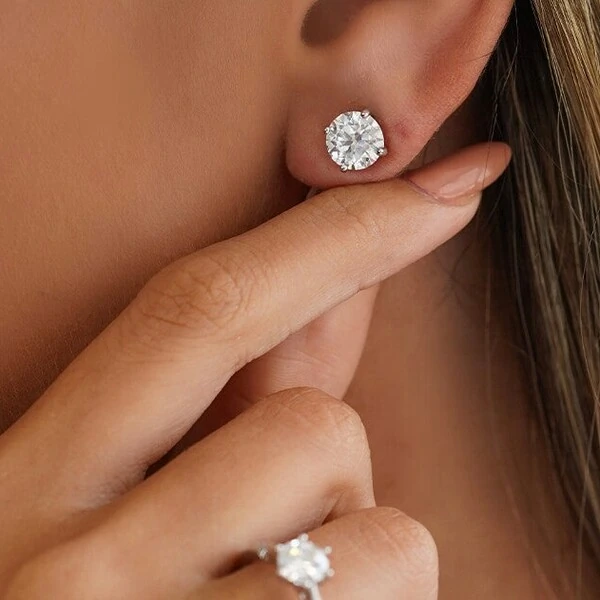 Brinco Moissanite 10MM 4CT em Prata 925