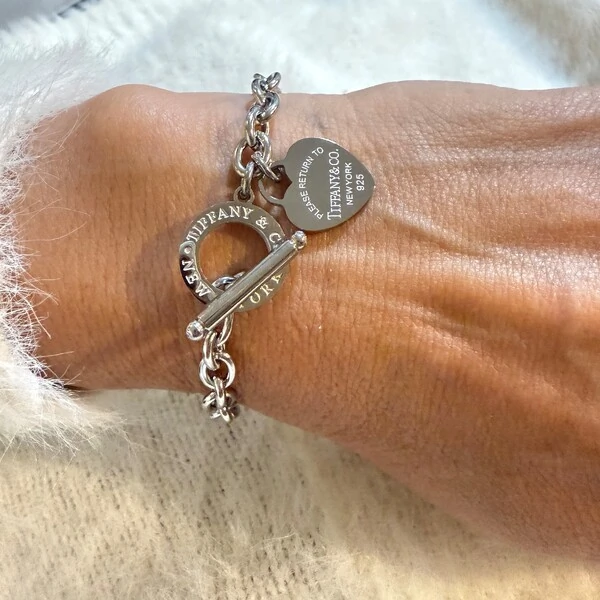 Pulseiras de Elos com Coração e Fecho Pino