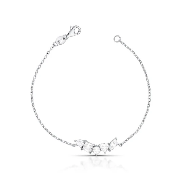 Pulseira Fina pingente com Zircônias em Prata 925