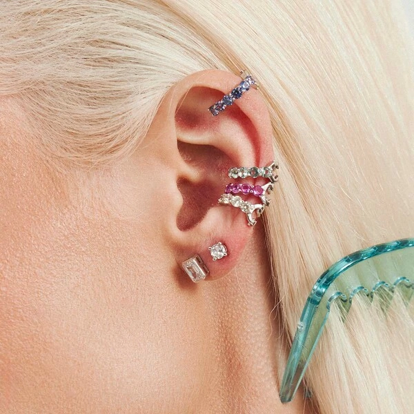 Piercing Fake de Pressão com Zircônias em Prata 925