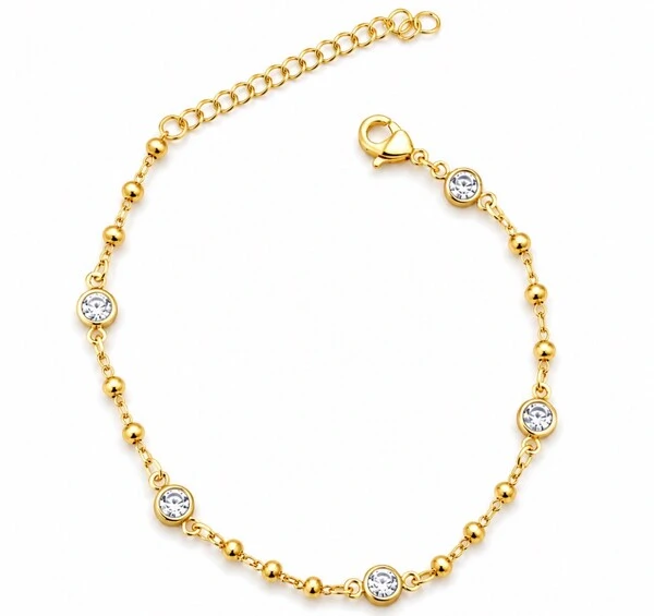 Pulseira Bolinhas com Pontos de Luz em Dourado
