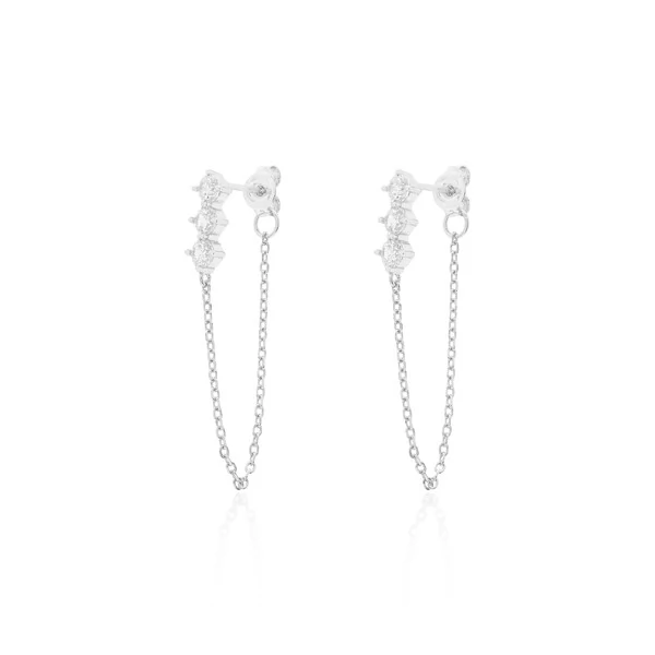 Brinco Earcuff 3 Zircônias em Prata 925