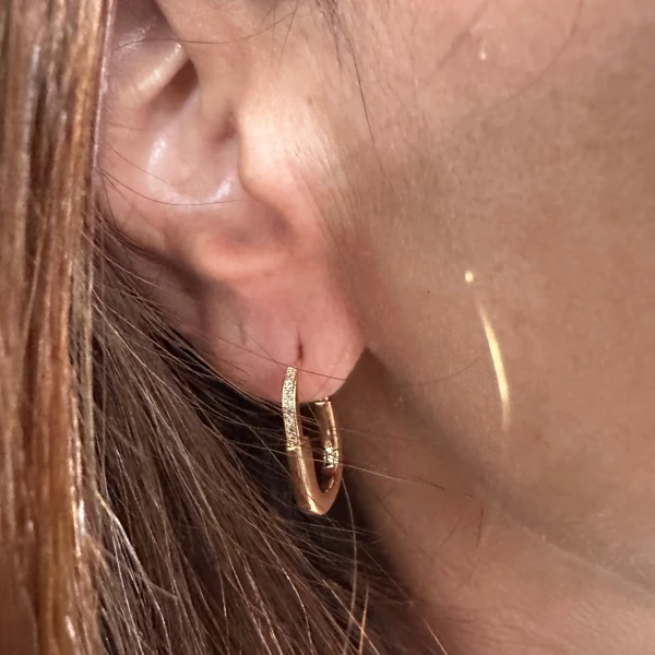 Brinco Argola Cadeado com Zircônias em Dourado