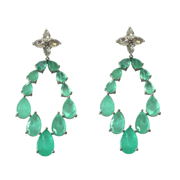 Brinco Grande Gotas Paraíba Fusion e Zircônias em Ródio