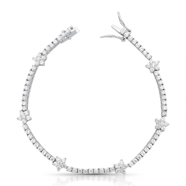 Pulseira Riviera com Flores de Zircônias em Prata 925