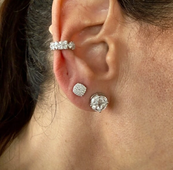 Piercing Fake 2 Filas de Zircônias em Prata 925