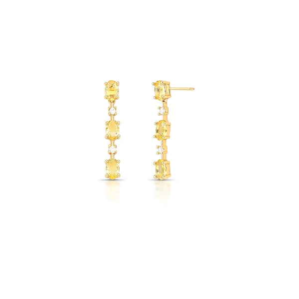 Brinco Faca Citrino e Zircônias em Dourado