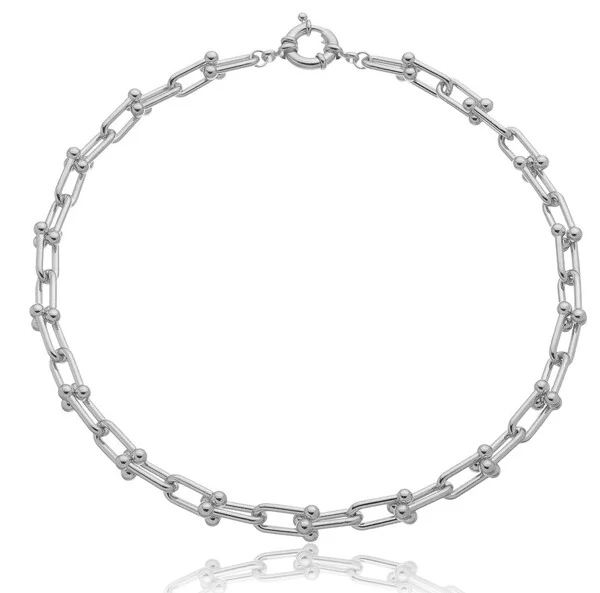 Colar Clips com Fecho Boia em Ródio