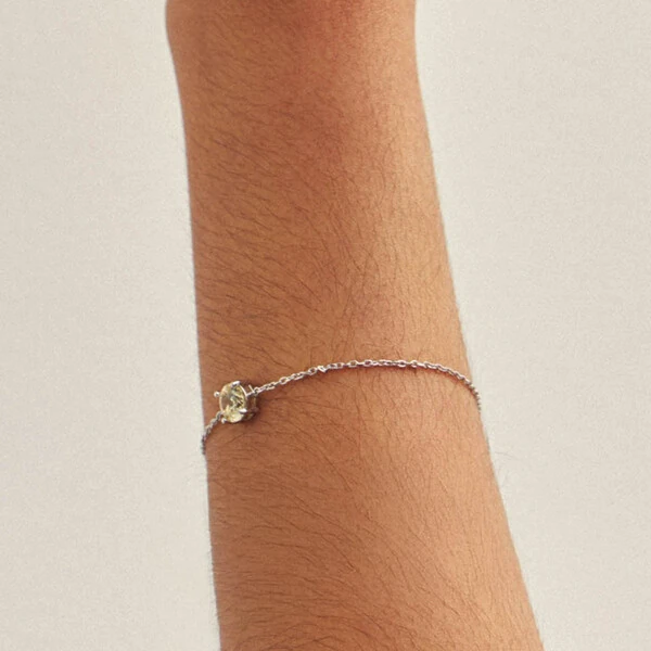 Pulseira Fina com Citrino 2CT 0,8MM em Ródio