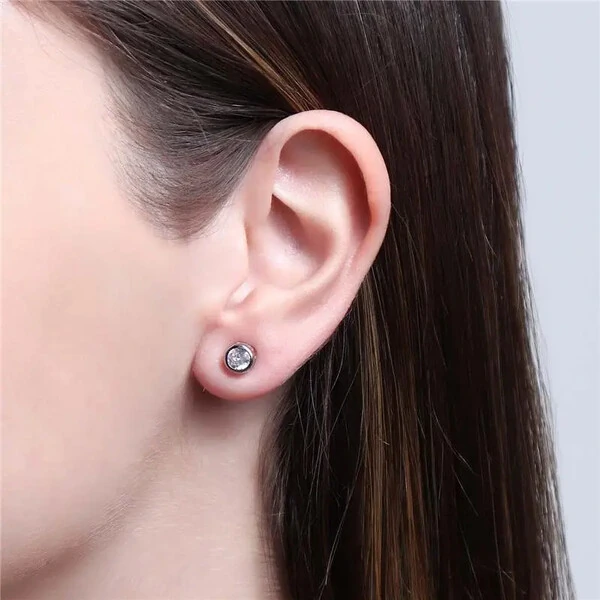 Brinco Ponto de Luz Redondo em Ródio