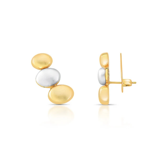 Brinco Earcuff 3 Peças Escovadas Ródio e Dourada