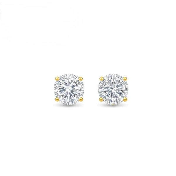 Brinco Moissanite 7,5MM 3.0CT em Prata com Banho Ouro 18K