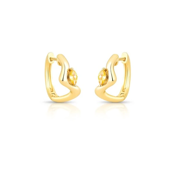 Brinco Argola Ondas Lisa com navete em Dourado