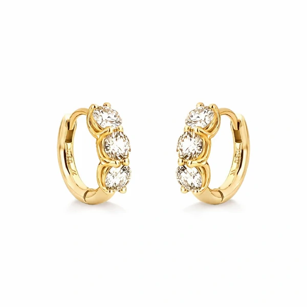 Brinco Moissanite Argolinha 4MM 1.8CT Prata com Banho de Ouro 18 K