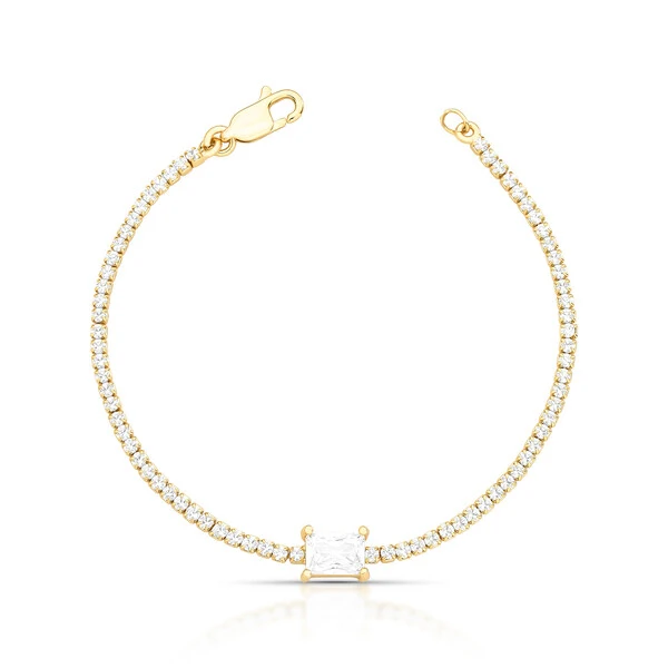 Pulseira Riviera com Zircônia Retangular em Dourado