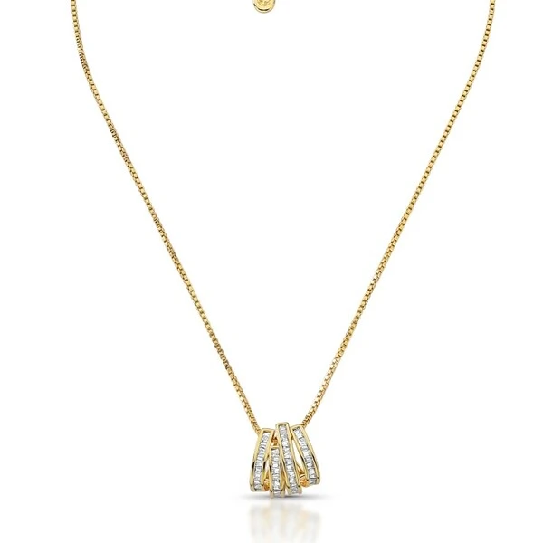 Colar com Pingente 4 Filetes em Dourado
