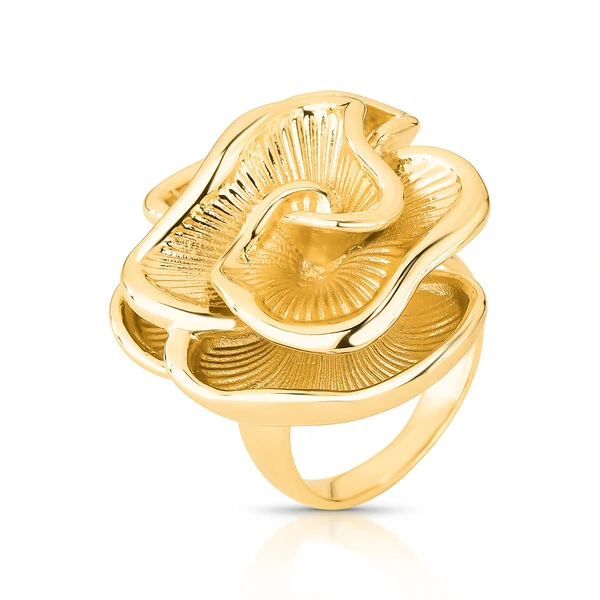 Anel Flor Grande em Dourado