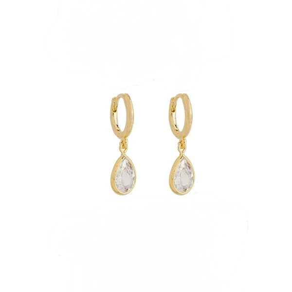 Brinco Argolinha com Gota de Zircônia em Dourado