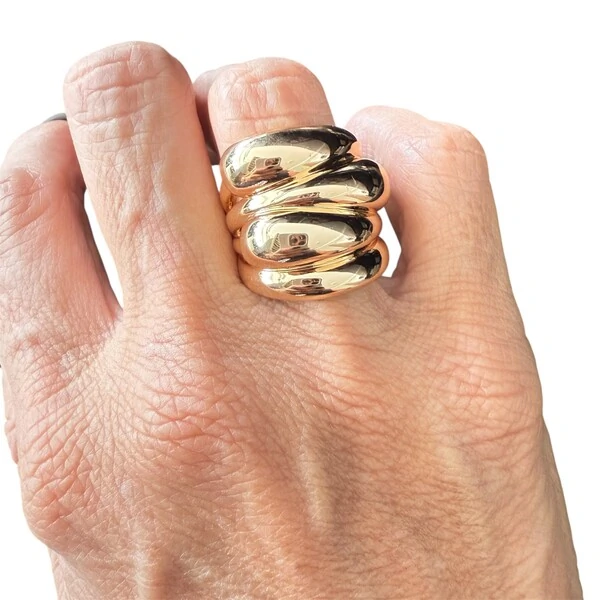Anel Gotas Longas e Finas em Dourado