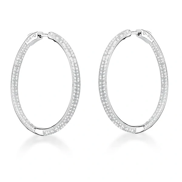 Brinco Argola com Micro Cravacao de Zircônias em Ródio