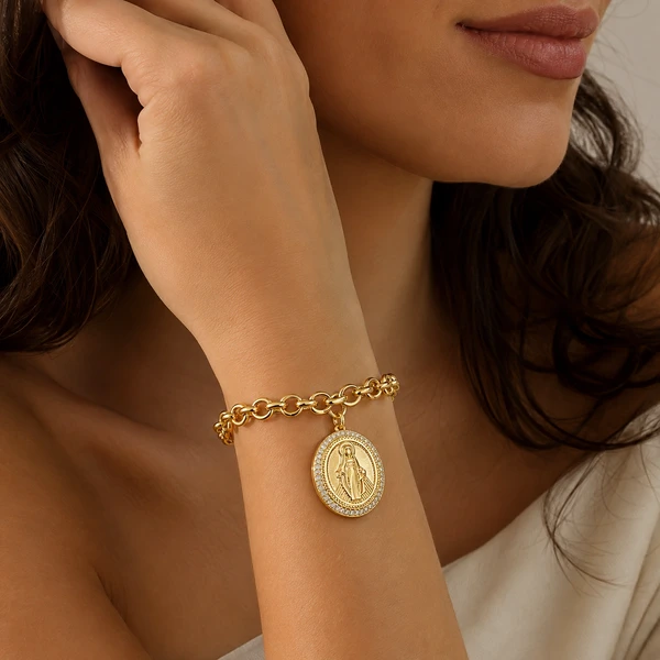 Pulseira Nossa Senhora das Graças em Dourado
