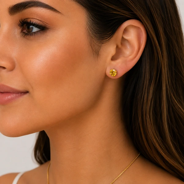 Brinco Ponto de Luz 10MM Colors em Dourado