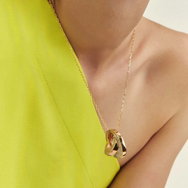 Colar 2 Elos Lisos e Cravejados com Zircônias em Dourado