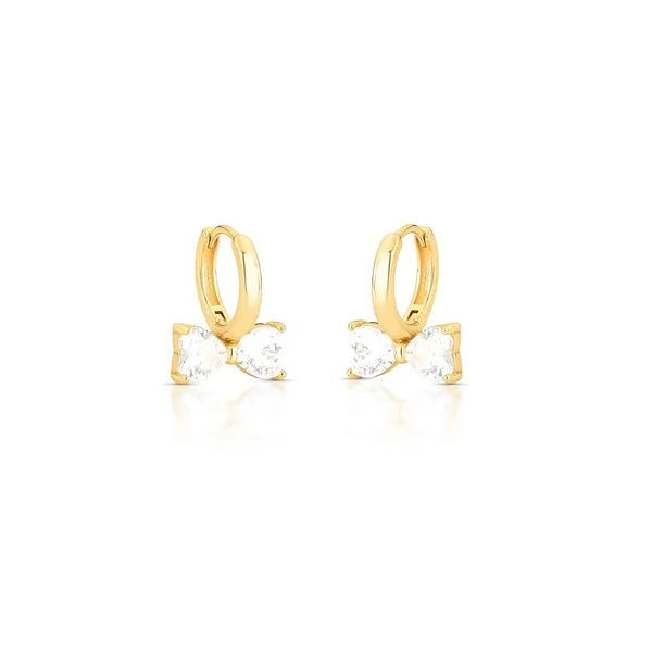 Brinco Argolinha com Laço de Zircônia em Dourado