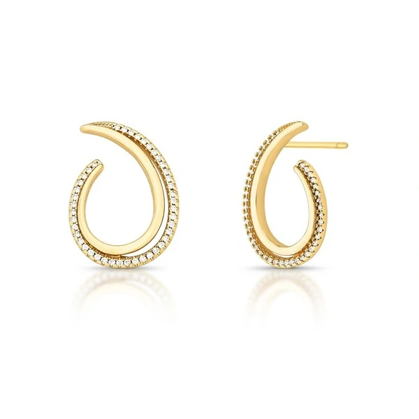 Brinco 6 Aberto Liso e Cravejado com Zircônias em Dourado