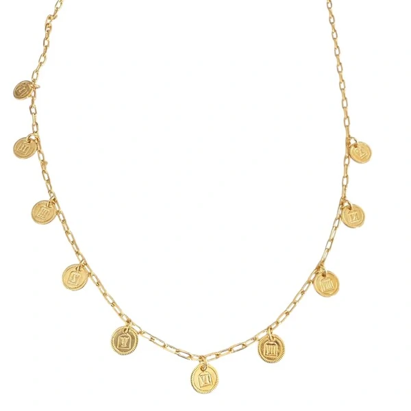 Colar Elos Cartier com Medalhinhas Penduradas em Dourado