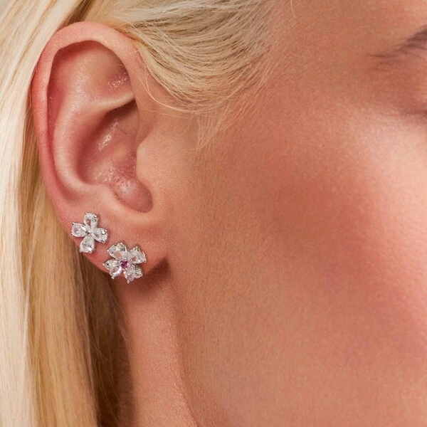 Brinco Flor de Zircônia na Prata 925