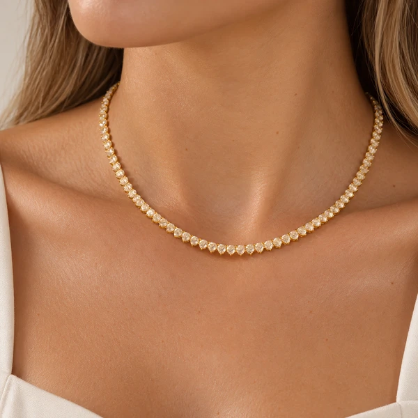 Colar Riviera Champagne 3 Pontas no Dourado